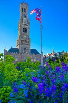 The Belfry of Bruges located in the Market Square of Bruges (Brugge), Belguim.