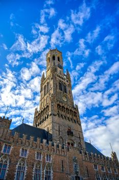 The Belfry of Bruges located in the Market Square of Bruges (Brugge), Belguim.