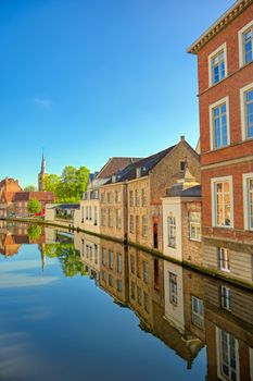 The canals of Bruges (Brugge), Belgium on a sunny day.