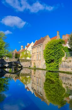 The canals of Bruges (Brugge), Belgium on a sunny day.