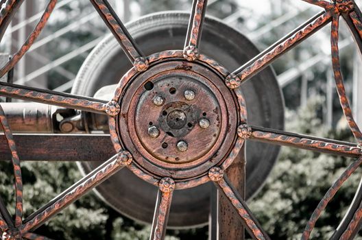 abstract technical background round metal gear close up