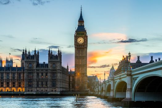 Big Ben and westminster bridge in London