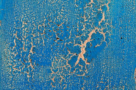 old blue cracked wall abstract background