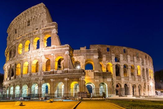 View of Colosseum in Rome at sunrise, Italy, Europe