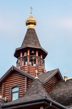 wooden architecture roof of a modern Orthodox Christian church