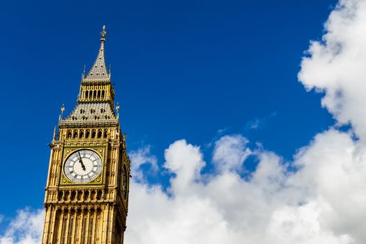 Big Ben, London, UK. A view of the popular London landmark, the clock tower known as Big Ben.