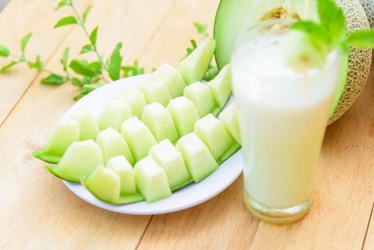 Fresh Green melon in dish