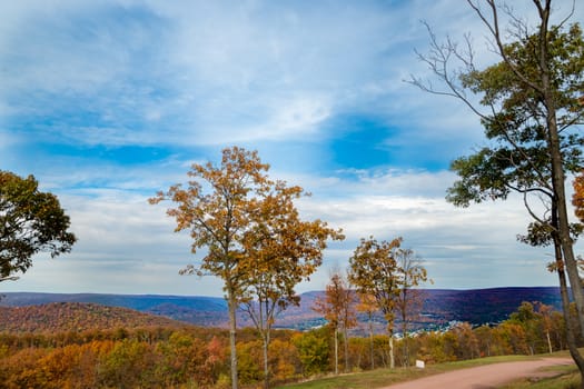 Pisgah Ridge fall colors landscape across wide rolling land near Jim Thorpe Pennsylvania USA