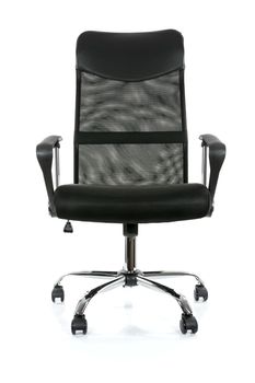 Graphic resources - front view of a black modern premium office chair isolated on white background (high details)