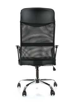 Graphic resources - back view of a black modern premium office chair isolated on white background (high details)