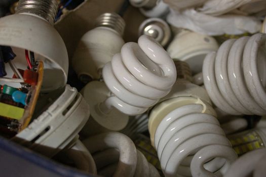 Bunch of fluorescent lights, mixed with old led and other kinds of lamps
