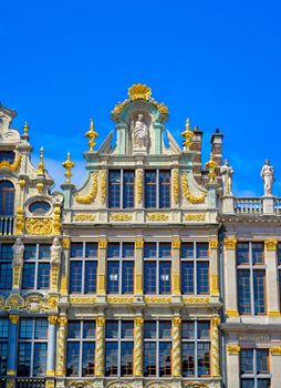 Buildings and architecture in the Grand Place, or Grote Markt, the central square of Brussels, Belgium.