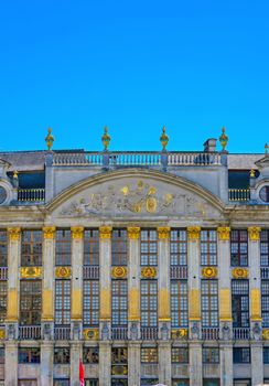 Buildings and architecture in the Grand Place, or Grote Markt, the central square of Brussels, Belgium.