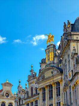 Buildings and architecture in the Grand Place, or Grote Markt, the central square of Brussels, Belgium.