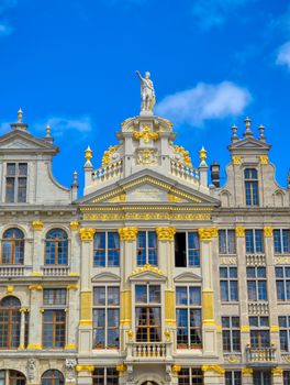 Buildings and architecture in the Grand Place, or Grote Markt, the central square of Brussels, Belgium.