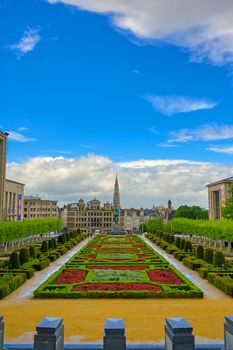 The public garden in the Mont des Arts in the centre of Brussels, Belgium.