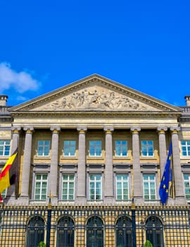 Brussels, Belgium - April 27, 2019 - The Palace of the Nation, which houses the Belgian Chamber of Representatives and the Senate in Brussels, Belgium.