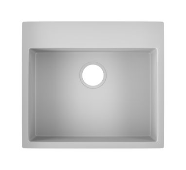 Gray composite sink isolated on white background, view from above