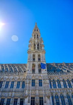 The Town Hall of the City of Brussels is a Gothic building from the Middle Ages. It is located on the famous Grand Place in Brussels, Belgium.