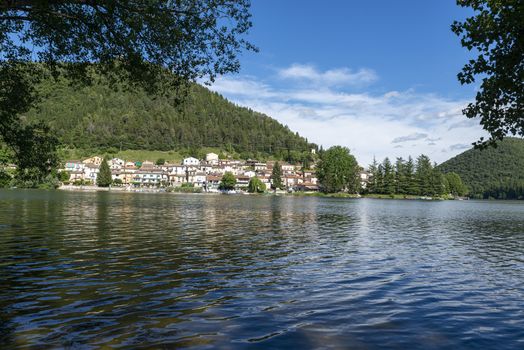 the piediluco lake and its country and in the middle of the island