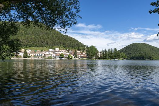 the piediluco lake and its country and in the middle of the island