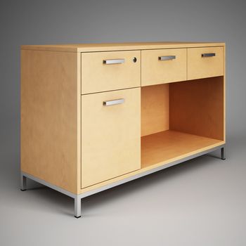 Office furniture: comfortable mobile table with drawers. 3D rendering.