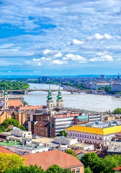 A view of Budapest, Hungary along the Danube River from Fisherman's Bastion.