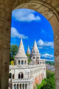 Fisherman's Bastion, located in the Buda Castle complex, in Budapest, Hungary.