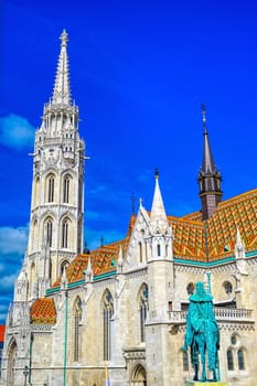 The Church of the Assumption of the Buda Castle, more commonly known as the Matthias Church, located in Budapest, Hungary.