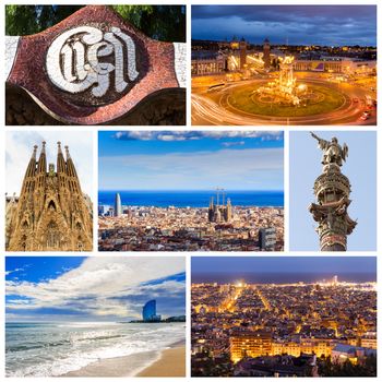 Collage of beautiful Barcelona. Catalonia. Spain