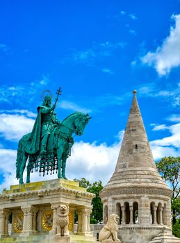 Fisherman's Bastion, located in the Buda Castle complex, in Budapest, Hungary.