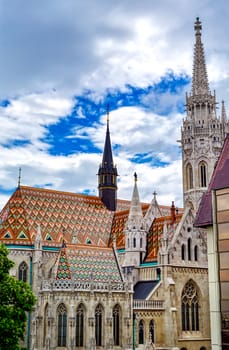 The Church of the Assumption of the Buda Castle, more commonly known as the Matthias Church, located in Budapest, Hungary.