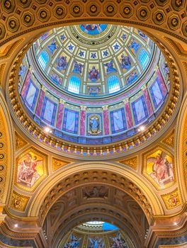 Budapest, Hungary - May 22, 2019 - The interior of St. Stephen's Basilica located on the Pest side of Budapest, Hungary.