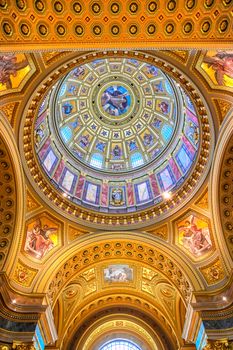 Budapest, Hungary - May 22, 2019 - The interior of St. Stephen's Basilica located on the Pest side of Budapest, Hungary.