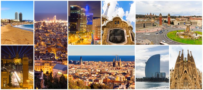 Collage of beautiful Barcelona. Catalonia. Spain