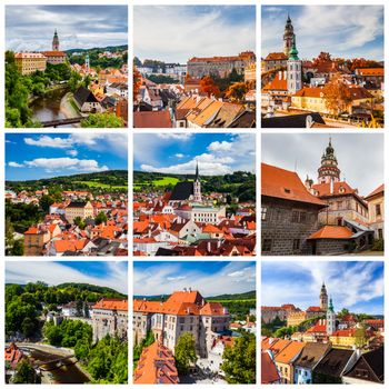 Collage of Cesky Krumlov photos in Czechia