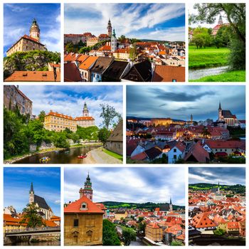 Collage of Cesky Krumlov photos in Czechia