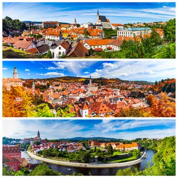 Collage of Cesky Krumlov photos in Czechia