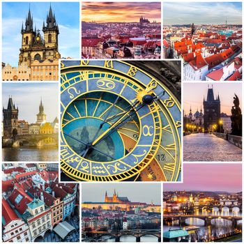 Photo collage from Prague, Czech Republic. Collage includes major landmarks of the city.