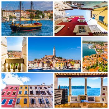 Collage of Rovinj photos in Croatia