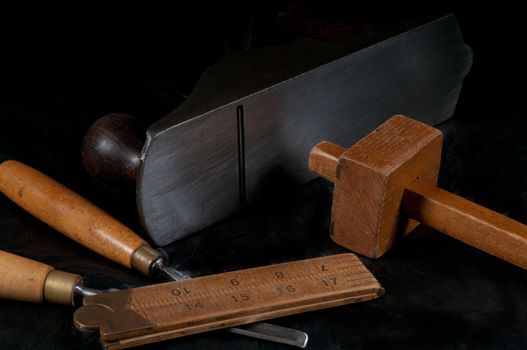 A selection of old woodworking tools