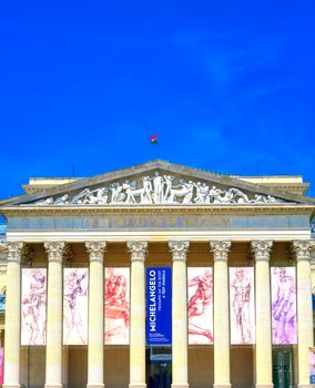 Budapest, Hungary - May 26, 2019 - The Museum of Fine Arts located on Heroes' Square in Budapest, Hungary.