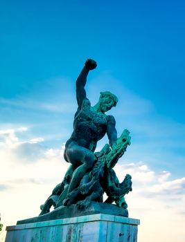 Freedom Statue on Gellert Hill in Budapest, Hungary.