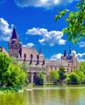 Vajdahunyad Castle located in the City Park of Budapest, Hungary.