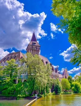 Vajdahunyad Castle located in the City Park of Budapest, Hungary.