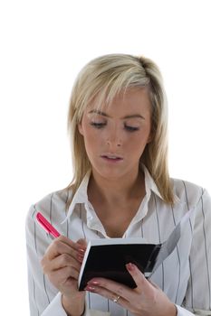 An attractive female secretary taking notes