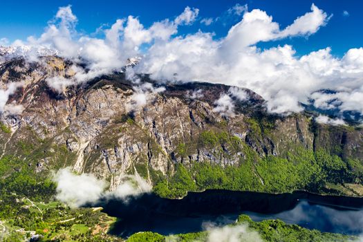 Lake Bohinj from Vogel cable car top station. Julian Alps. Slovenia