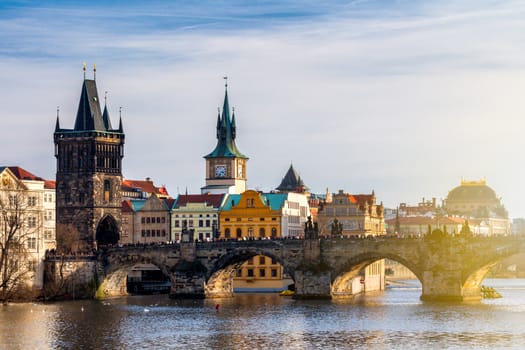 Charles Bridge (Karluv Most) and Lesser Town Tower, Prague, Czech Republic