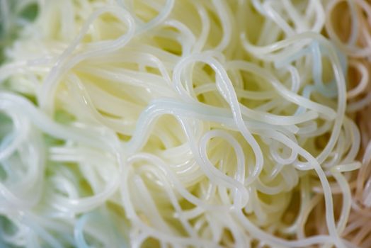 Thai rice noodles background / Close up Thailand food vermicelli noodle