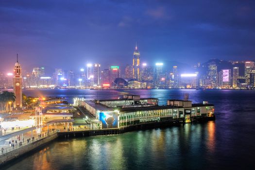 HongKong cityscape Victoria Habour at night , Hong kong city.